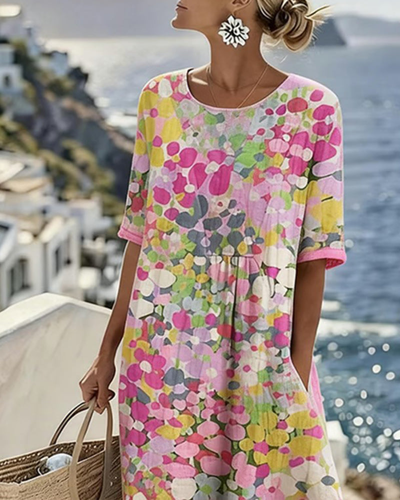 ELENA™ - ELEGANT FLORAL SUMMER MIDI DRESS