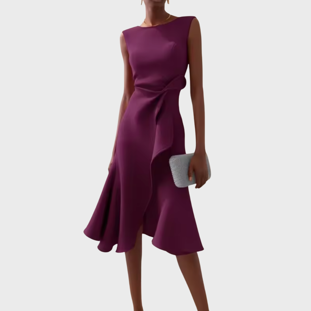 Grace | Draped Asymmetric Midi Dress