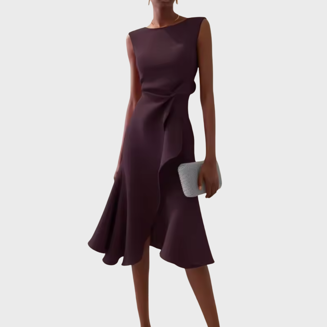 Grace | Draped Asymmetric Midi Dress
