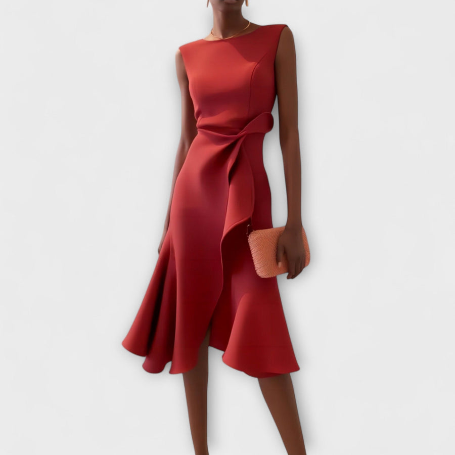 Grace | Draped Asymmetric Midi Dress