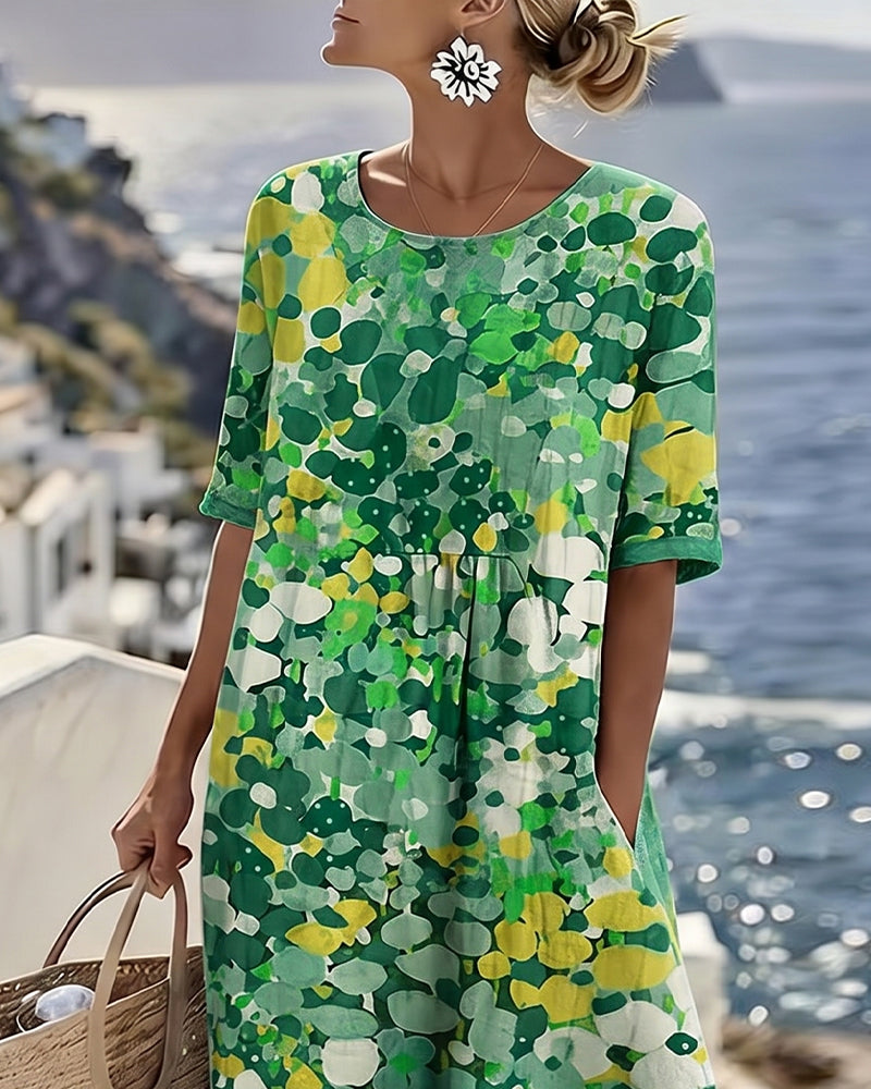 ELENA™ - ELEGANT FLORAL SUMMER MIDI DRESS