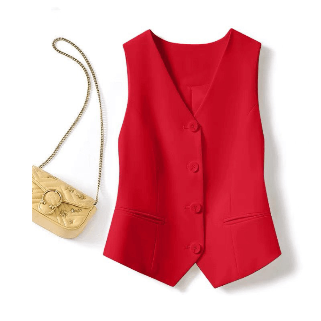 ZARINA™ –  Classy Sleeveless Button-Front Suit Vest