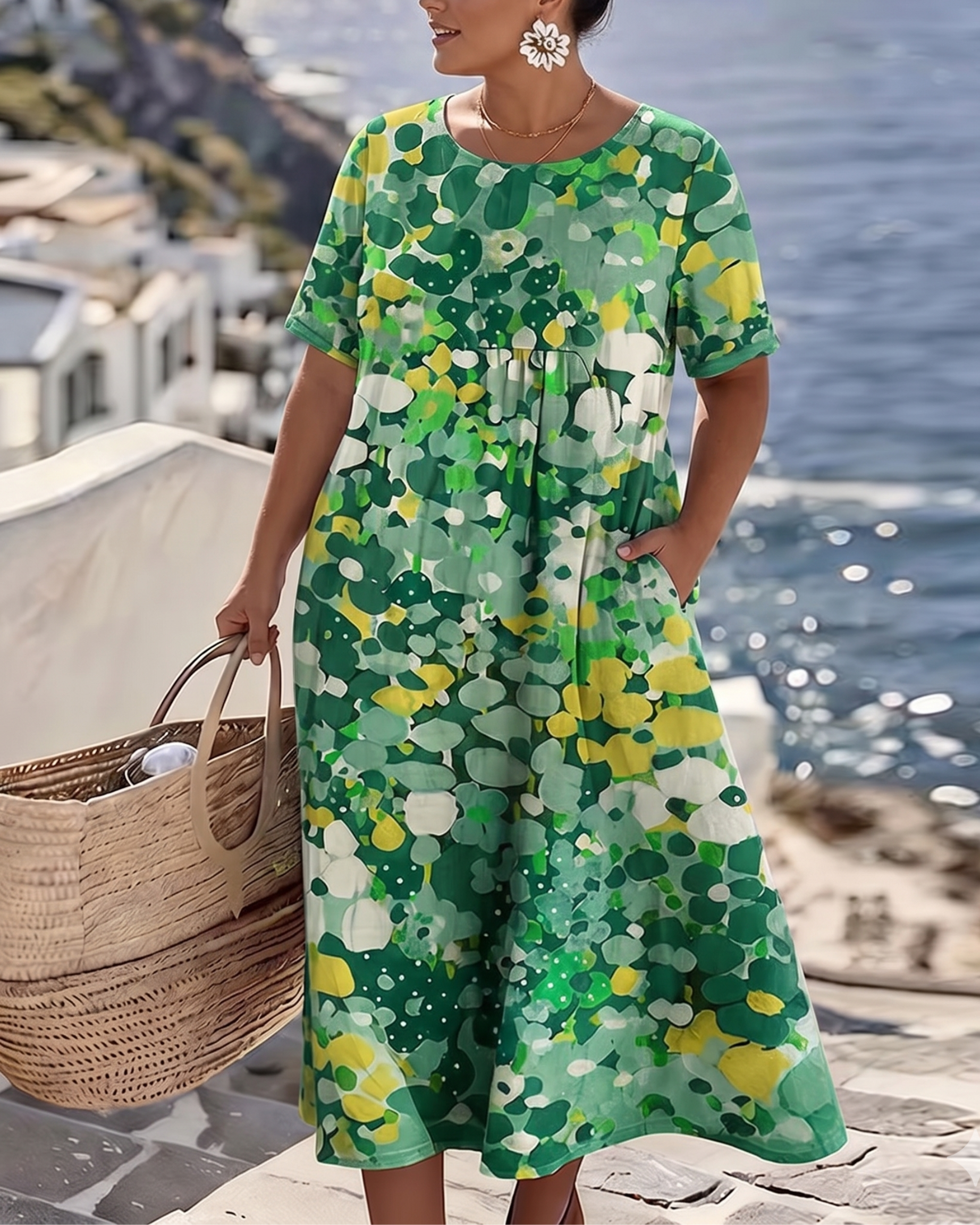 ELENA™ - ELEGANT FLORAL SUMMER MIDI DRESS