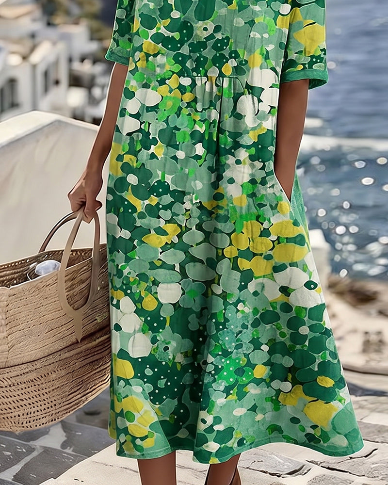 ELENA™ - ELEGANT FLORAL SUMMER MIDI DRESS