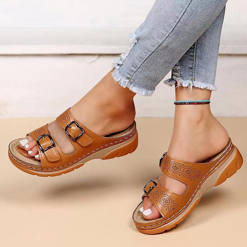 Beatrice | Double Buckle Comfort Sliders