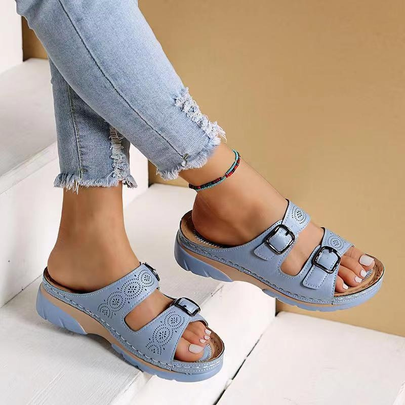Beatrice | Double Buckle Comfort Sliders