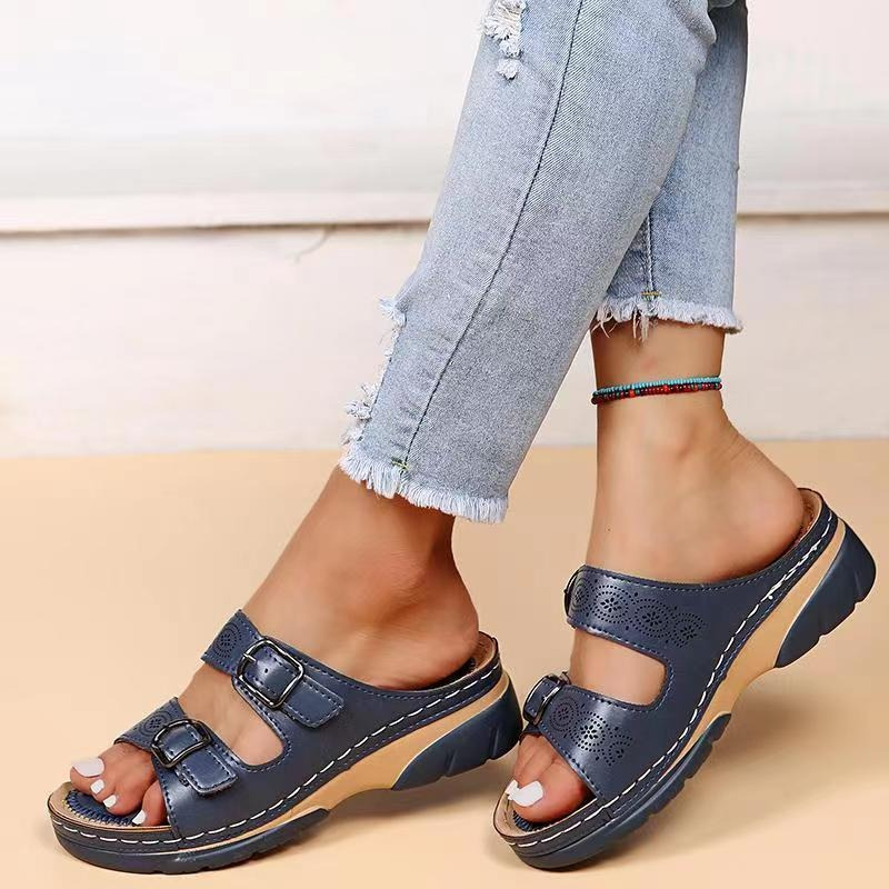 Beatrice | Double Buckle Comfort Sliders
