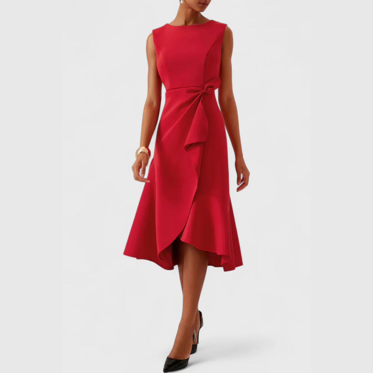 Grace | Draped Asymmetric Midi Dress