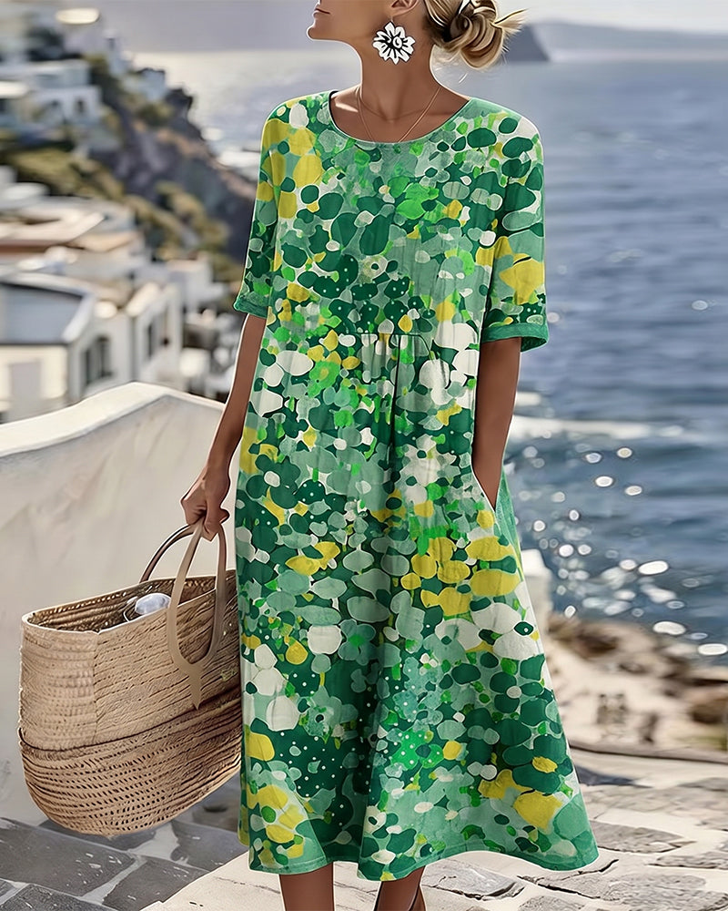 ELENA™ - ELEGANT FLORAL SUMMER MIDI DRESS