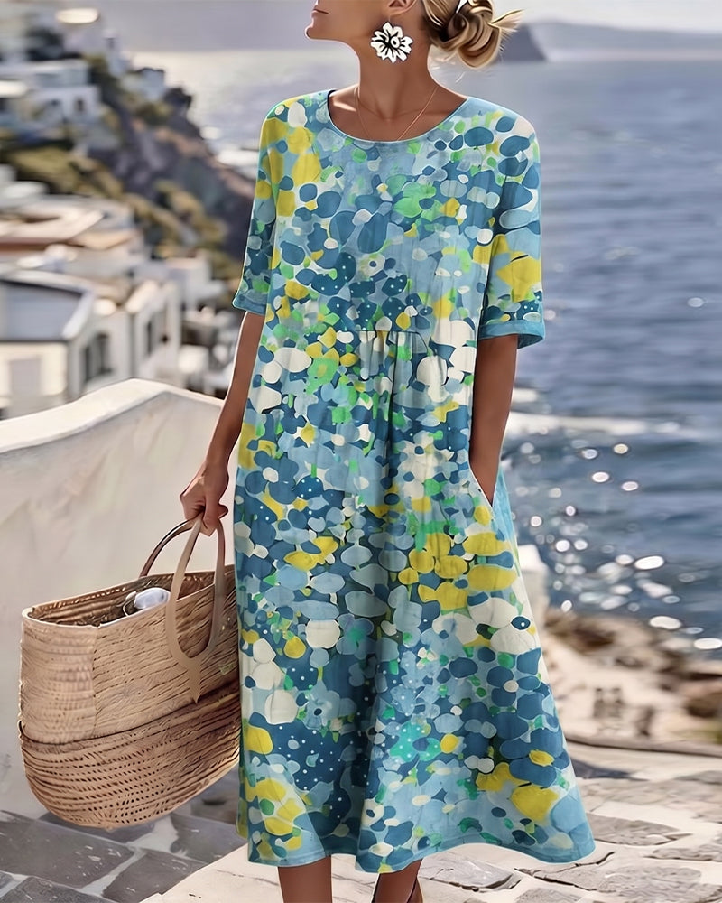 ELENA™ - ELEGANT FLORAL SUMMER MIDI DRESS